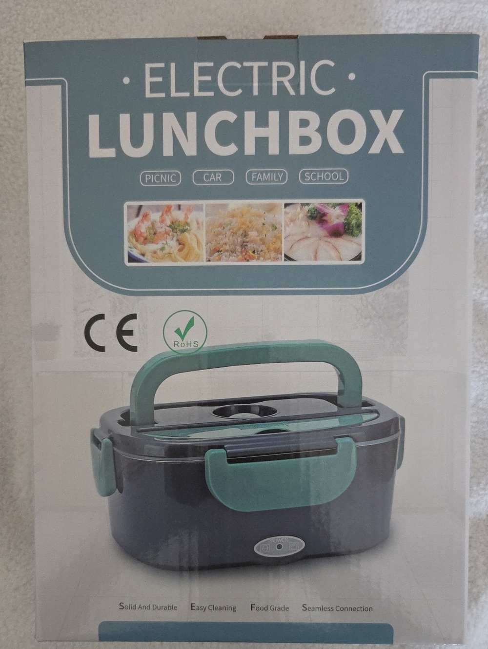 Electric Lunchbox Food Warmer in Teal and Black - Portable Heated Meal Carrier